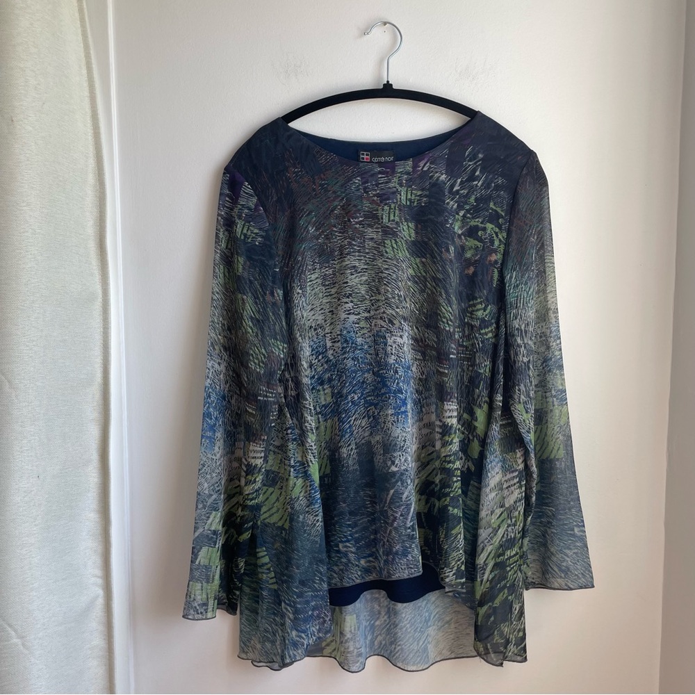 NWT Navy&Green Breezy Layered Top by Melanie Lyne (retails 90$)